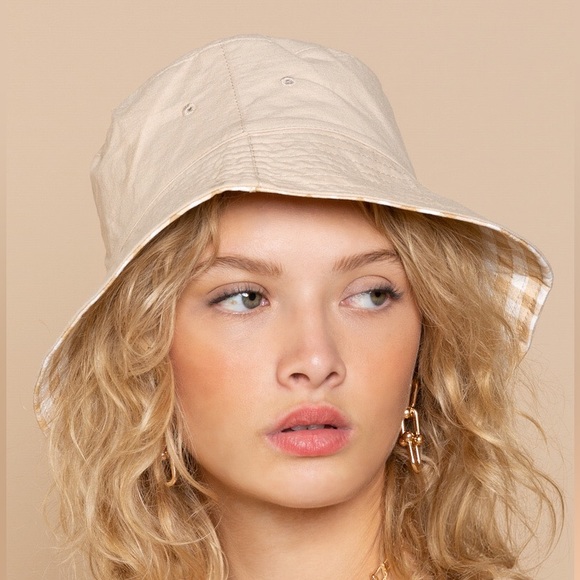 POL Accessories - POL Cream Yellow Reversible Gingham Hat